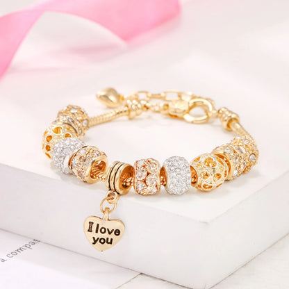 Women's Fashion Multi Element Beaded Love Pan Family Bracelet Daily Wear Party Accessories