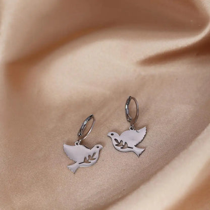 Peace Dove Hoop Earrings Women Lovely Bird Animal Jewelry Boho Earrings Party Gift