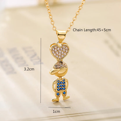 Graceful Boys and Girl Pendant Necklaces For Women Girls,Classical Design With AAA Cubic Zirconia,Vintage Party Dating Jewelry