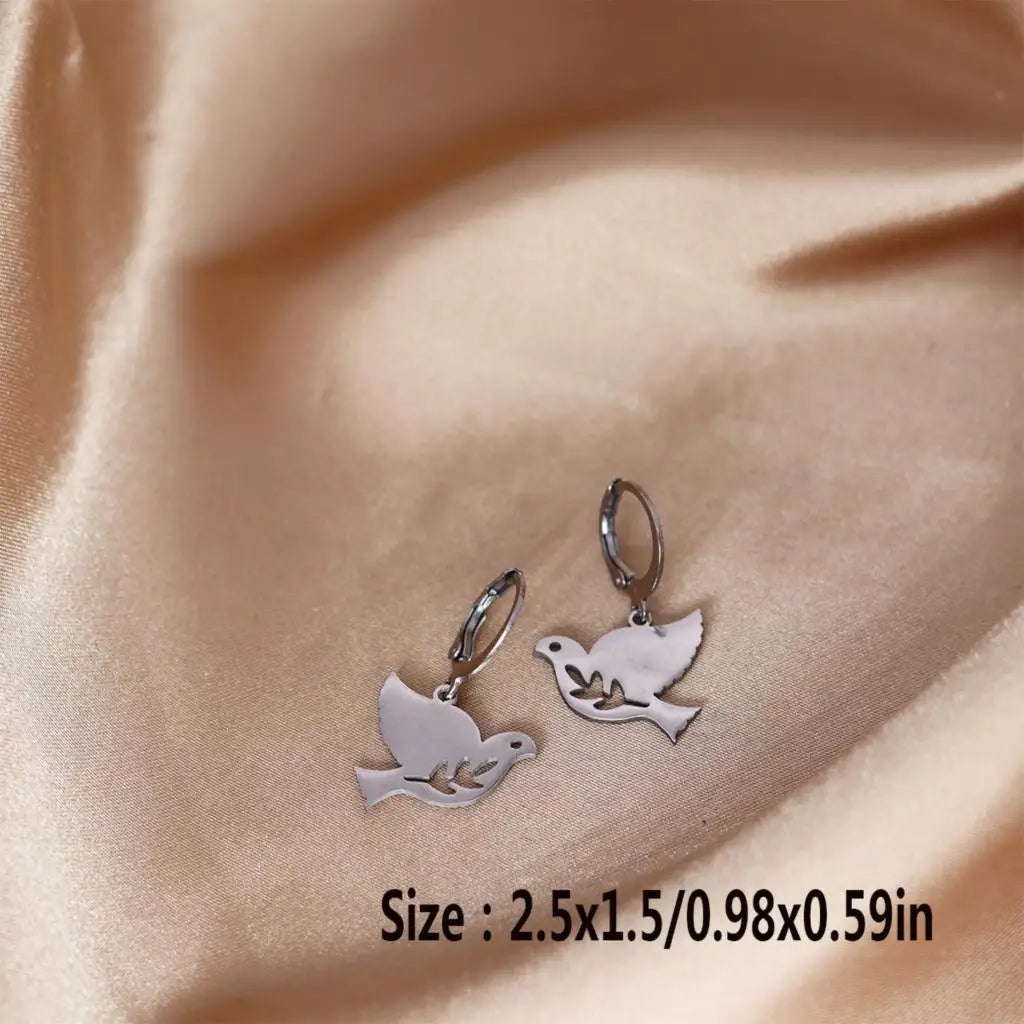 Peace Dove Hoop Earrings Women Lovely Bird Animal Jewelry Boho Earrings Party Gift