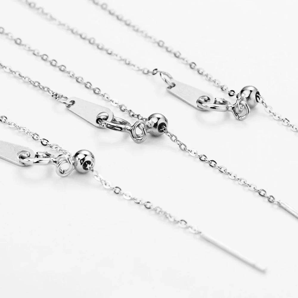 Women's Silver Color Fashion DIY Jewelry charm Adjustable Length Pendant Necklace Stainless Steel Choker Necklace