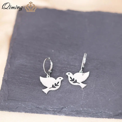 Peace Dove Hoop Earrings Women Lovely Bird Animal Jewelry Boho Earrings Party Gift