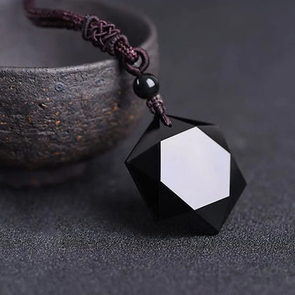 Natural Black Obsidian Hexagram Healing Crystal Pendant Amulet Protection Necklace Sweater Chain Women Men Charm Jewelry Gifts