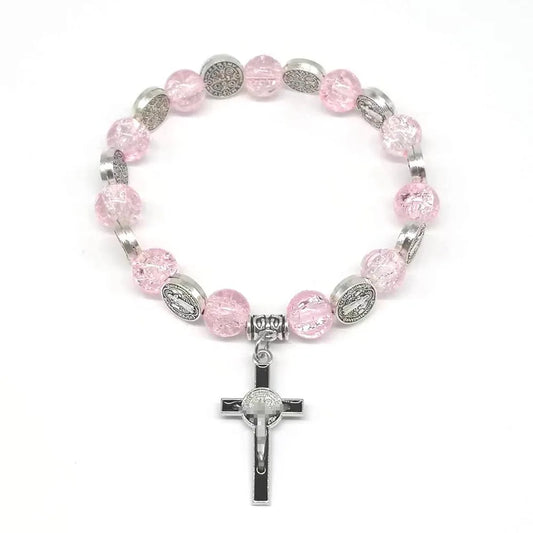 Crystal Bead Bracelet with Fresh Cross Recitation Beads for UNISEX