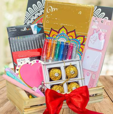 Chocolate basket kit with drawing and coloring, for any occasion