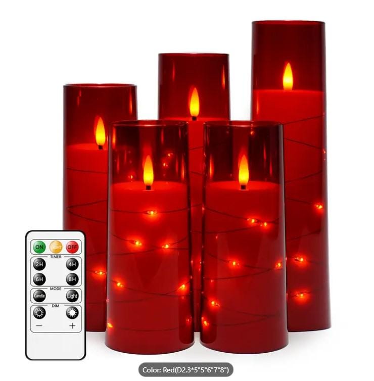 5LED Flickering Flameless Candles D2.3*5'5'5'6'7'8' Acrylic Pillar Candle - For Creating A Romantic Ambiance For Home Decoration