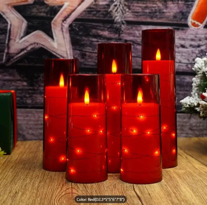 5LED Flickering Flameless Candles D2.3*5'5'5'6'7'8' Acrylic Pillar Candle - For Creating A Romantic Ambiance For Home Decoration