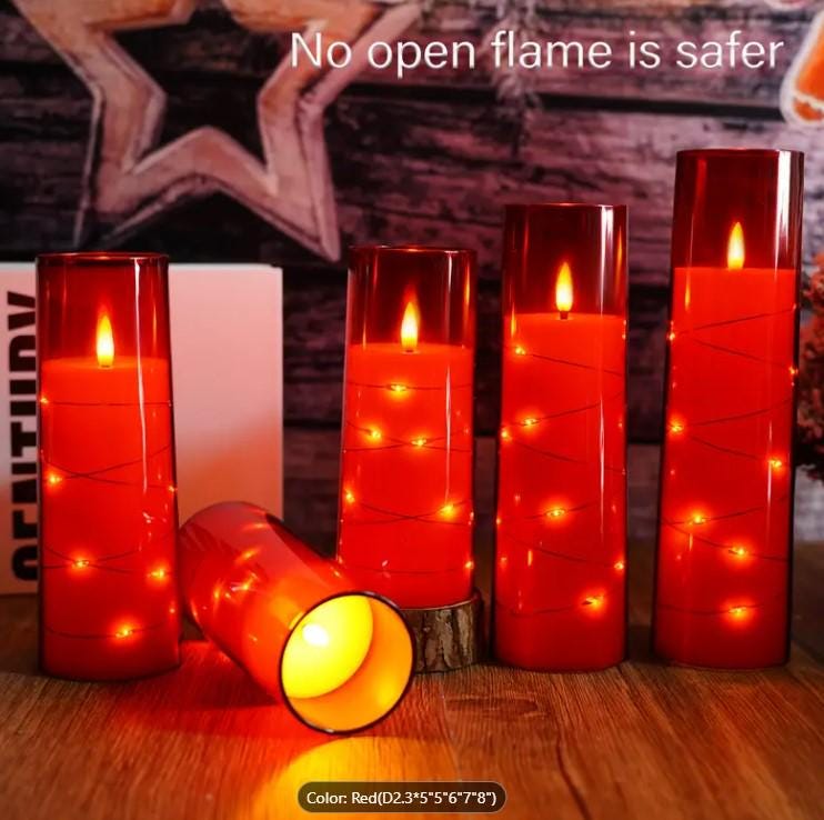 5LED Flickering Flameless Candles D2.3*5'5'5'6'7'8' Acrylic Pillar Candle - For Creating A Romantic Ambiance For Home Decoration