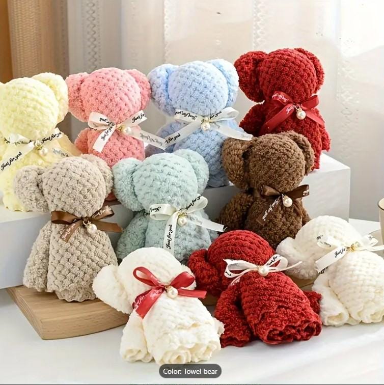 20pcs Adorable Bear Towel Gift Set - Cute Clear Bag Included - Perfect for Weddings, Birthdays, Mother's Day & baby shower Party Favors