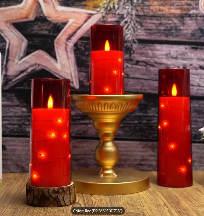 5LED Flickering Flameless Candles D2.3*5'5'5'6'7'8' Acrylic Pillar Candle - For Creating A Romantic Ambiance For Home Decoration