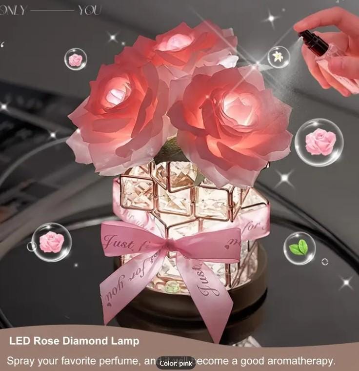 Rose Crystal Table Lamp, Rechargeable Rose Lamp, Dimmable Flower Lamp, Romantic LED Rose Diamond Lamp Valentine's Day Birthday Gift For Her