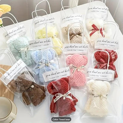 20pcs Adorable Bear Towel Gift Set - Cute Clear Bag Included - Perfect for Weddings, Birthdays, Mother's Day & baby shower Party Favors